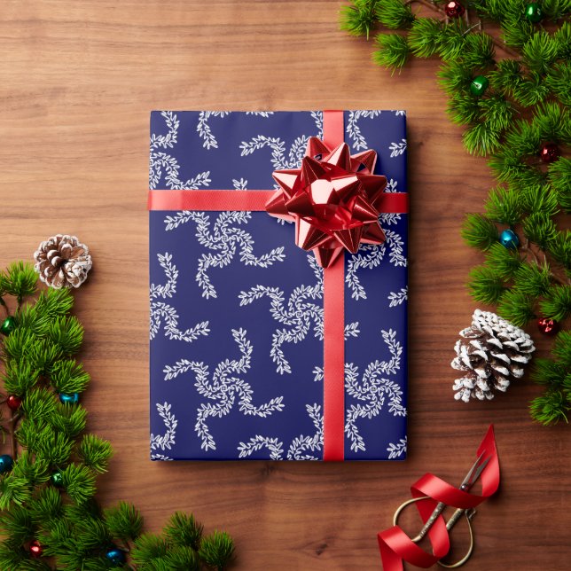 Papel De Presente Guirlanda de Natal Azul, Decoração de Natal, Xmas (Presente de Natal)