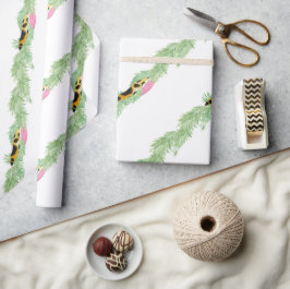 Papel De Presente Guirlanda de Natal Preppy Leopardo Aquarela