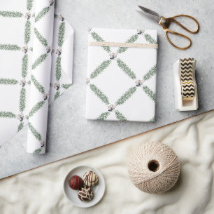Papel De Presente Guirlanda de Sininhos de Natal Prateados
