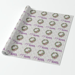 Papel De Presente Guirlanda Floral Violeta Roxa Aquarela