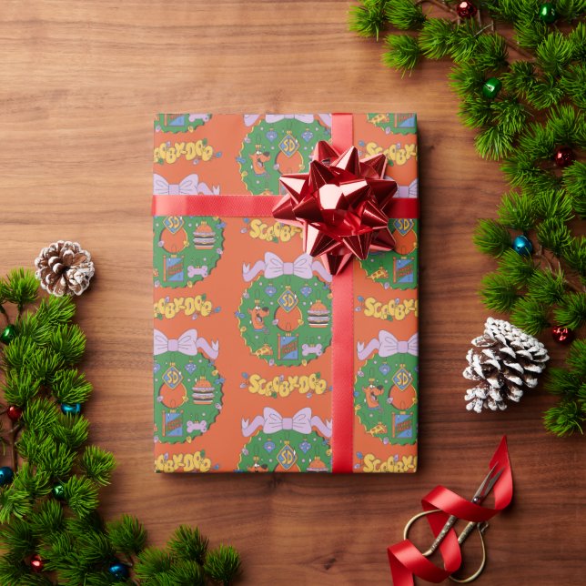 Papel De Presente Guirlanda Gráfica de Lanches de Feriado do Scooby- (Presente de Natal)