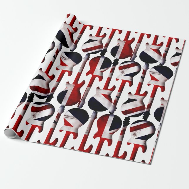 Papel De Presente Guitar Art - Union Jack British England Flag (Desenrolado)