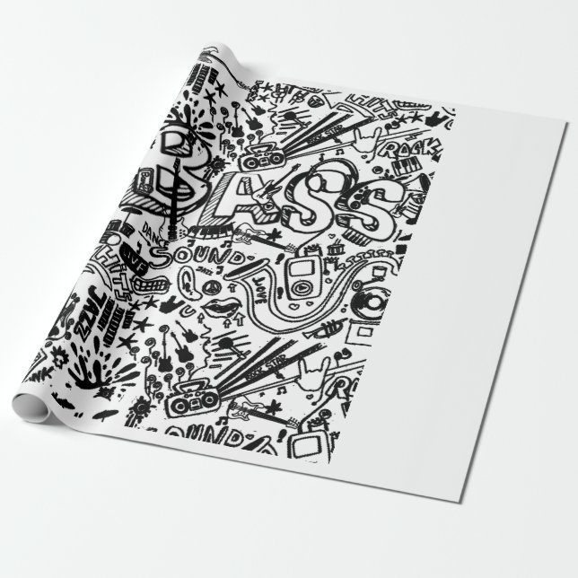 Papel De Presente Guitar Lover | Presente de Padrão de Violão (Desenrolado)