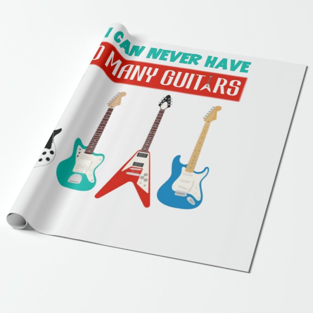 Papel De Presente Guitar Lover | Você Nunca Pode Ter Muitas Guitarra (Desenrolado)