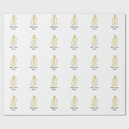 Papel De Presente Guitarra acústica com brilho dourado adicionar nom