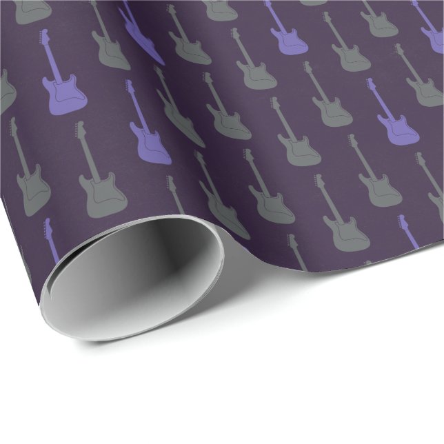 Papel De Presente Guitarra Elétrica Clássica Grungy com bolinhas rox (Ponta do rolo)