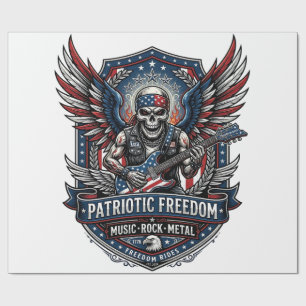 Papel De Presente Guitarrista de Liberdade Patriótica Crânio Música