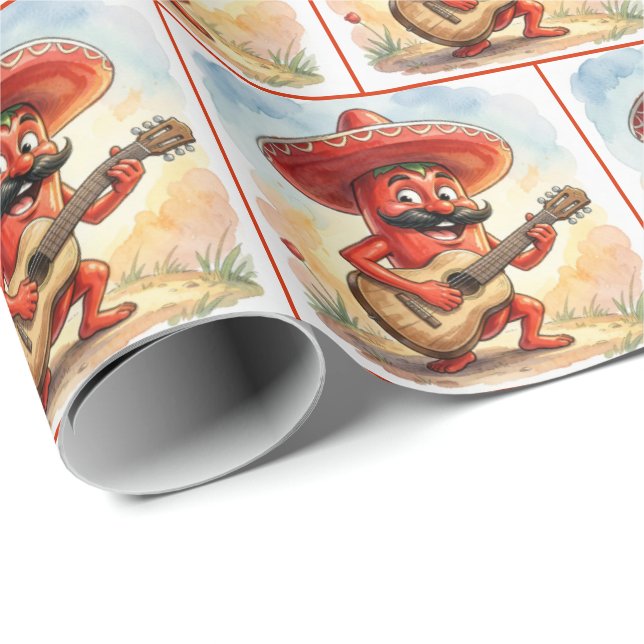 Papel De Presente Guitarrista Pimenta Chili Vermelha (Ponta do rolo)
