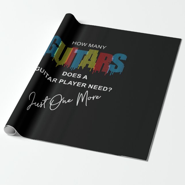 Papel De Presente Guitarrista Quantas Guitarras Faz Aniversário (Desenrolado)