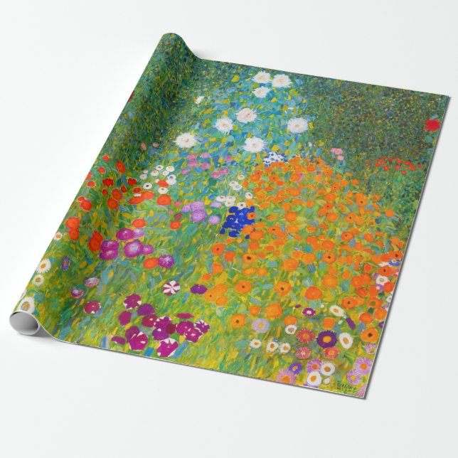 Papel De Presente Gustav Klimt Bauerngarten Jardim de Belas Artes (Desenrolado)