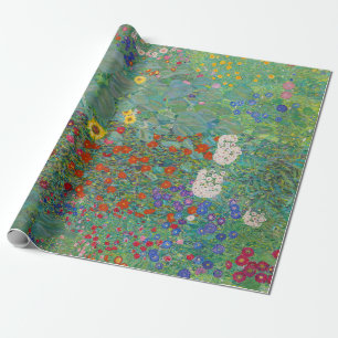 Papel De Presente Gustav Klimt - Jardim Rural com Girassóis