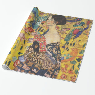 Papel De Presente Gustav Klimt Lady Com Pintura Fan Art Nouveau