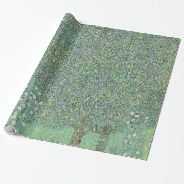 Papel De Presente Gustav Klimt Rosebushes embaixo da Galeria de Árvo (Desenrolado)