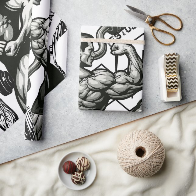 Papel De Presente Gym Warrior Gift Paper Hardcore Veins Design (Artesanato)