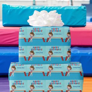 Papel De Presente Gymnastics Birthday Girl Cute Personalizado