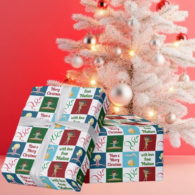 Papel De Presente Gymnastics de Natal, um bom costume, meninas (Criador carregado)