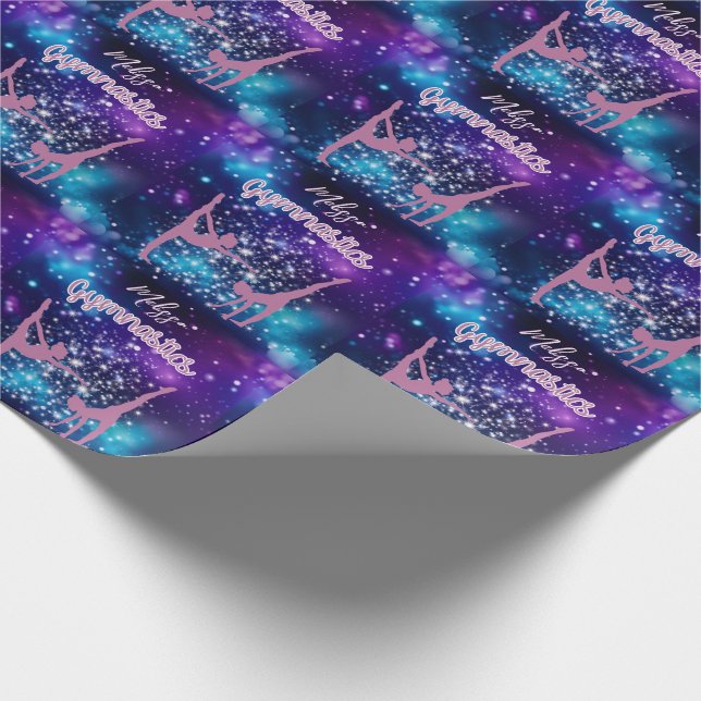 Papel De Presente Gymnastics Galaxy Purple Turquoise Personalizada (Ponta)