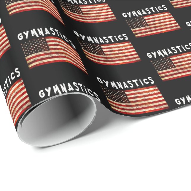 Papel De Presente Gymnastics Grunge American Flag (Ponta do rolo)