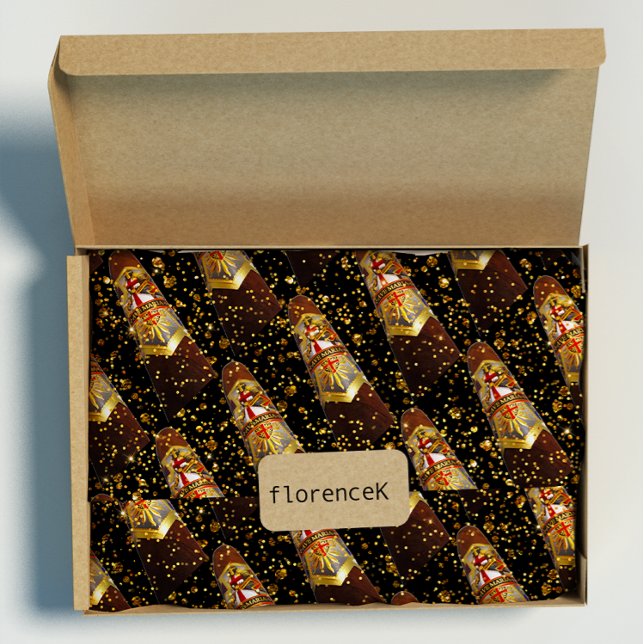 Papel De Presente Habana Charar Luxury Vip Cuban Dourado (Habana Cigar Luxury Vip Cuban Gold Wrapping Paper)