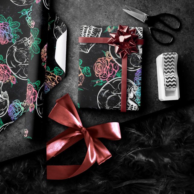 Papel De Presente Habilidades e Rosas de Ombre | Gótica Glam Pastel  (Criador carregado)