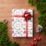 Papel De Presente Haitiano Criole Merry Christmas Wreath Design<br><div class="desc">O presente de Natal verde e vermelho,  com as palavras Feliz Natal em Crioulo Haitiano: Jwaye Nowèl.</div>