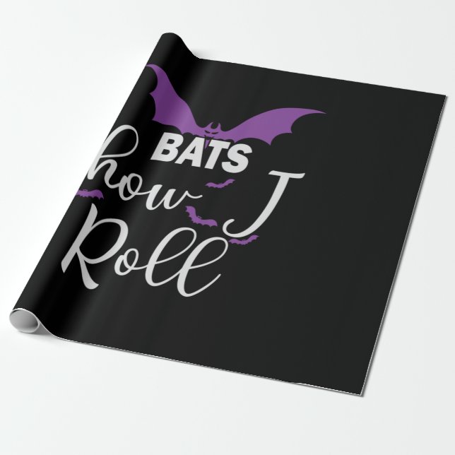 Papel De Presente Halloween Bats How I Roll Birthday (Desenrolado)