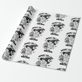 Papel De Presente Halloween Cat Scary Til Eu Tomo Café