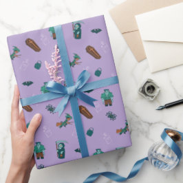 Papel De Presente Halloween Character Pattern Gift Wrap 🦇 🕸️