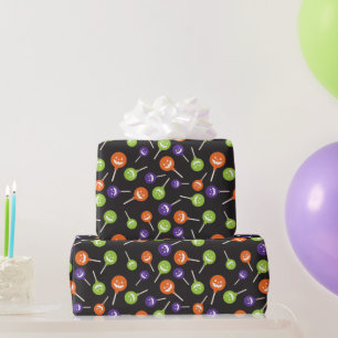 Papel De Presente Halloween Colorful Lollipops Dark Black Seamless
