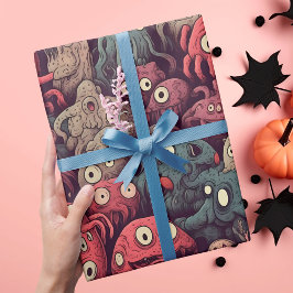 Papel De Presente Halloween do Monstro dos Olhos, Bonito e Bonito