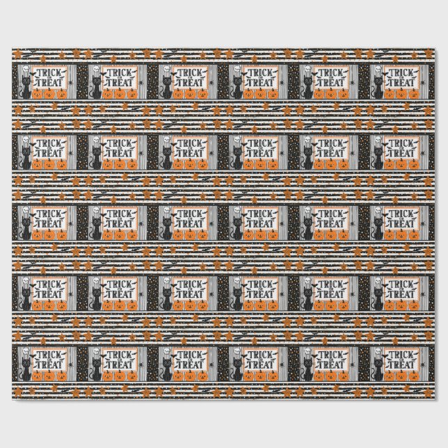 Papel De Presente Halloween Doces ou Travessuras (Aberto)