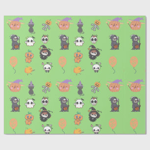 Papel De Presente Halloween fofo chibi