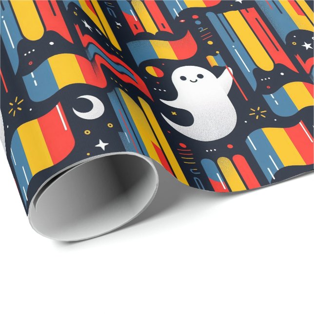 Papel De Presente Halloween - Ghost - cores da bandeira romena (Ponta do rolo)