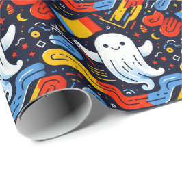 Papel De Presente Halloween - Ghost - cores da bandeira romena
