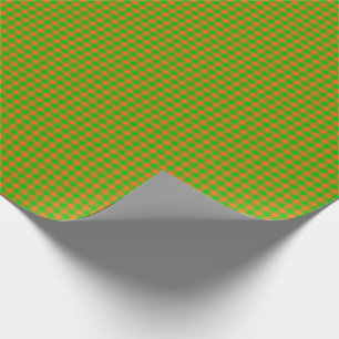 Papel De Presente Halloween Gingham 04,Orange-Green-Gift Wrap