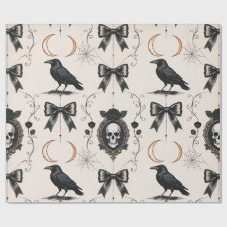 Papel De Presente Halloween Gótico Escuro Vintage