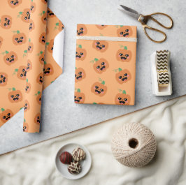 Papel De Presente Halloween Kawaii Pumpkins