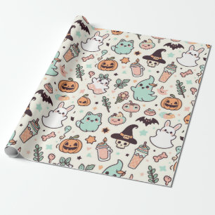 Papel De Presente Halloween Kawii Pastel