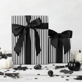 Papel De Presente Halloween Listras Pretas e Brancas