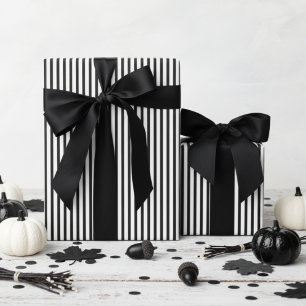 Papel De Presente Halloween Listras Pretas e Brancas