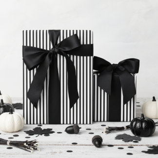 Papel De Presente Halloween Listras Pretas e Brancas