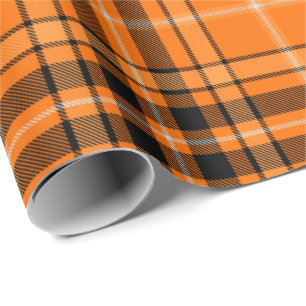 Papel De Presente Halloween Orange Tartan