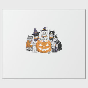 Papel De Presente halloween para Gato Fofinho de Gatinhos Fantasmas