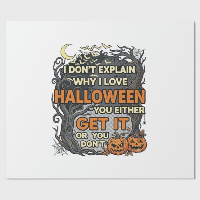 Papel De Presente Halloween Pegue-o Árvore Abóbora Morcegos Teia de  (Aberto)