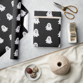 Papel De Presente Halloween Playful White Ghost Black Festive