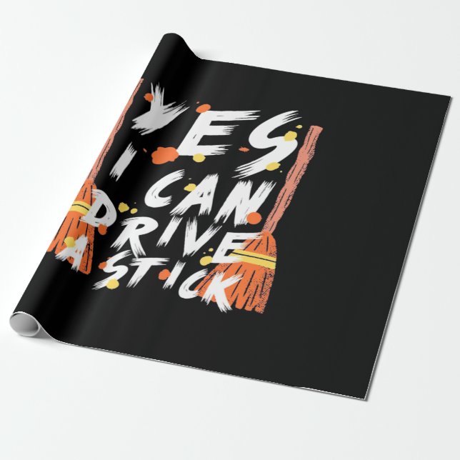 Papel De Presente Halloween Posso Dirigir Um Pau (Desenrolado)