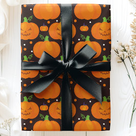 Papel De Presente Halloween Pumpkin Assustador Jack O'Lantern Padrão