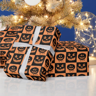 Papel De Presente Halloween Pumpkin Face Ghost Spooky Patterno