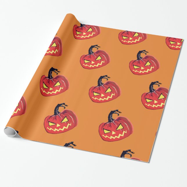 Papel De Presente Halloween Pumpkins Wraping Paper (Desenrolado)