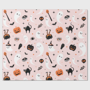 Papel De Presente Halloween Rosa Bonito